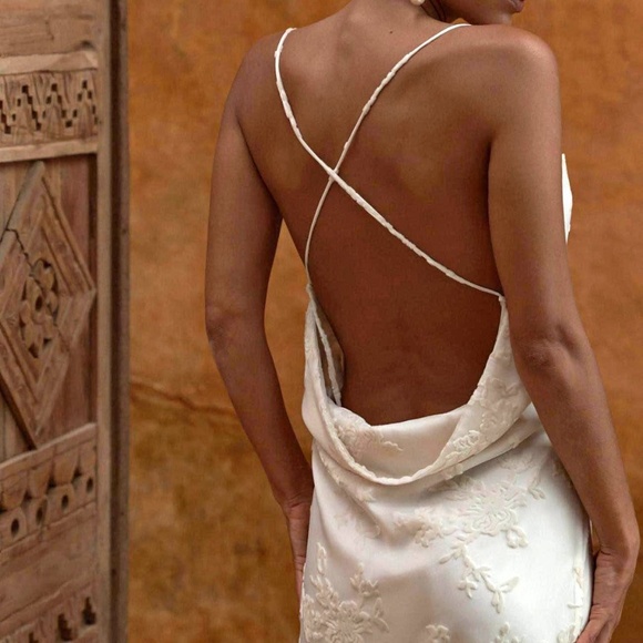 Meshki Women's XS Erika Burnout Velvet Ivory Dress - Picture 2 of 8